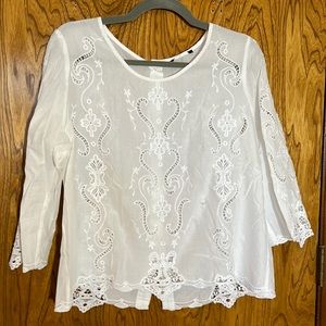 Embroidered white cotton blouse